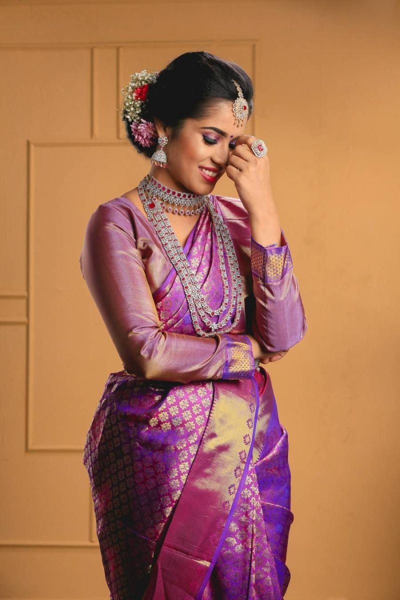 Purple silk saree