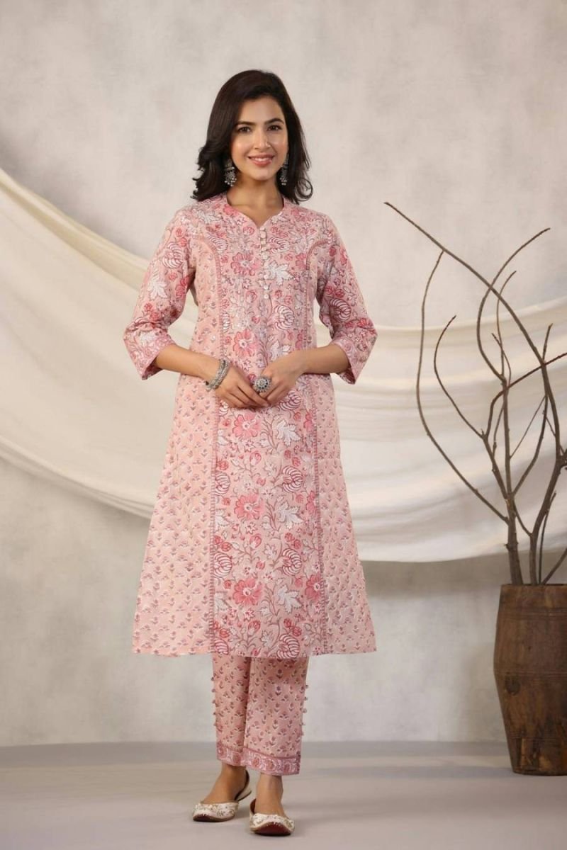 Pink floral kurta
