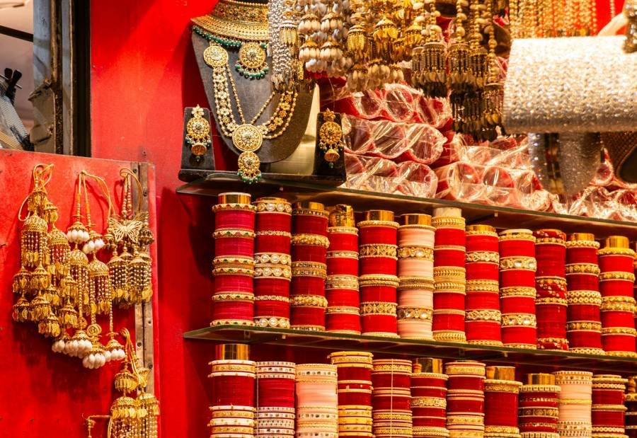 Colourful bangles at a market stall