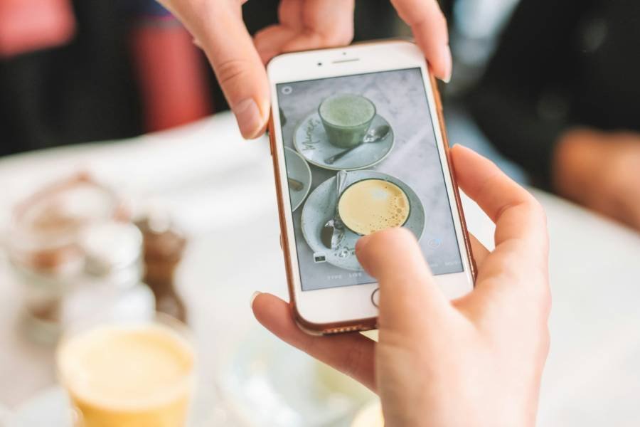 Taking a photo of two cups with a phone